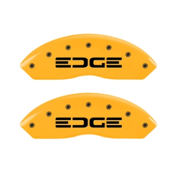 Picture of MGP 4 Caliper Covers Engraved Front & Rear Edge Yellow finish black ch