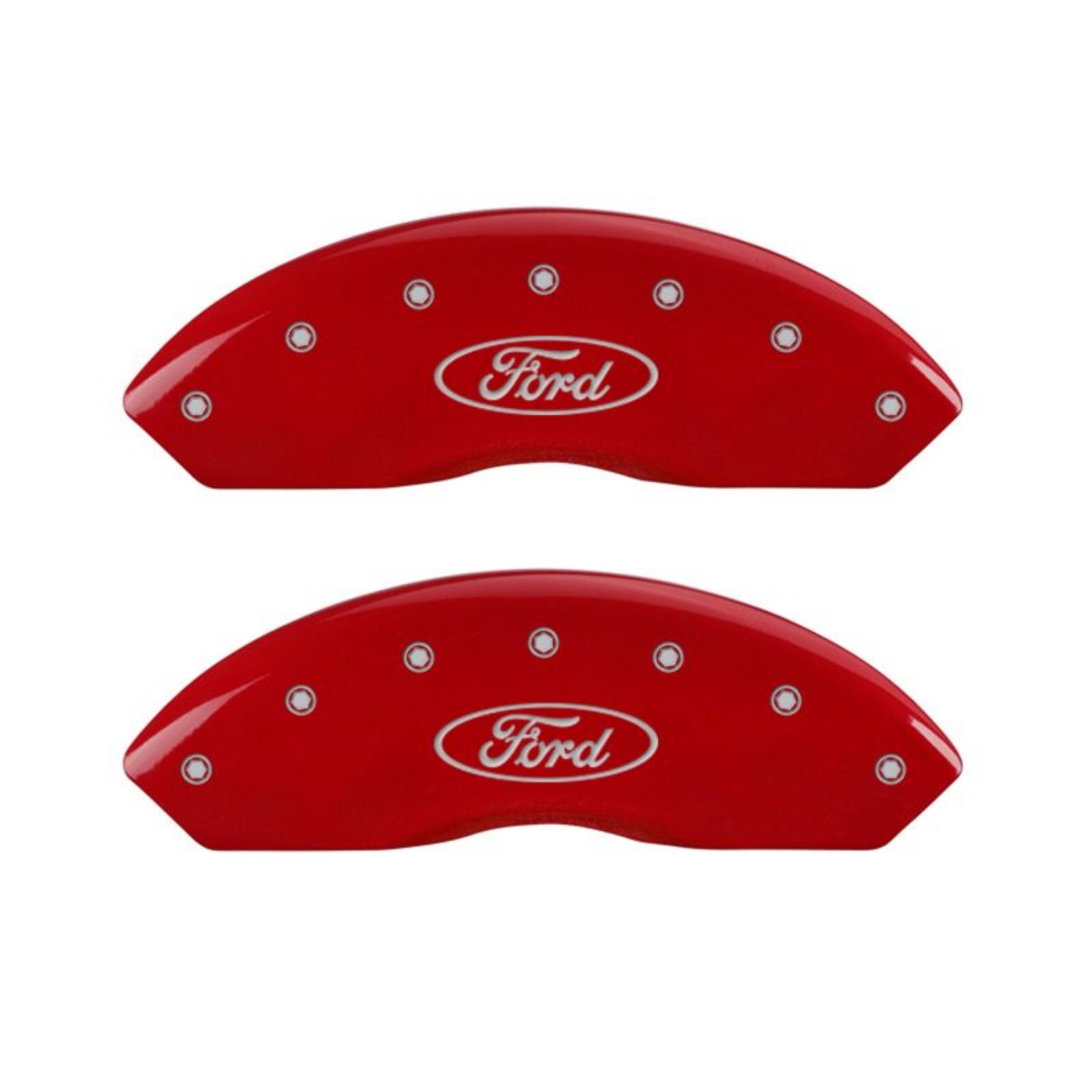 Picture of MGP 4 Caliper Covers Engraved Front & Rear Oval logo-Ford Red finish silver ch