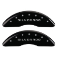 Picture of MGP 4 Caliper Covers Engraved Front & Rear Silverado Black finish silver ch