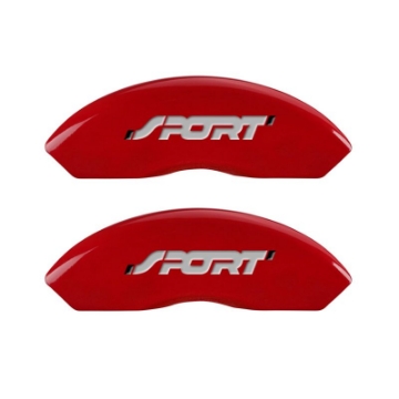 Picture of MGP 4 Caliper Covers Engraved Front & Rear No bolts-Sport Red finish silver ch