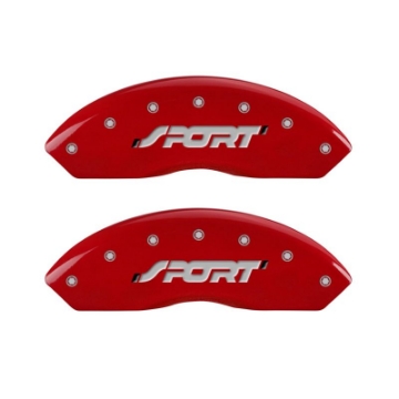Picture of MGP 4 Caliper Covers Engraved Front & Rear SPORT Red finish silver ch