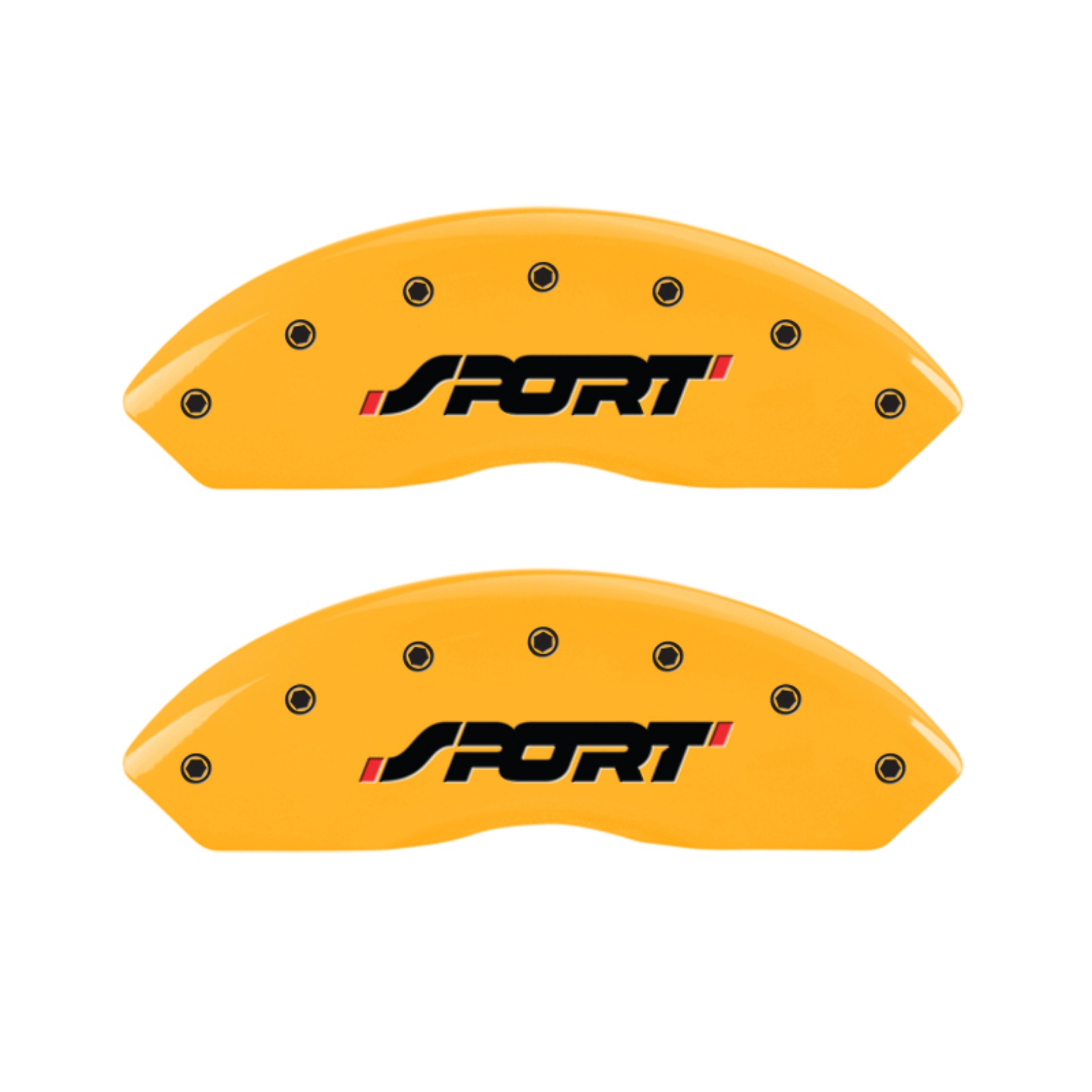 Picture of MGP 4 Caliper Covers Engraved Front & Rear SPORT Yellow finish black ch