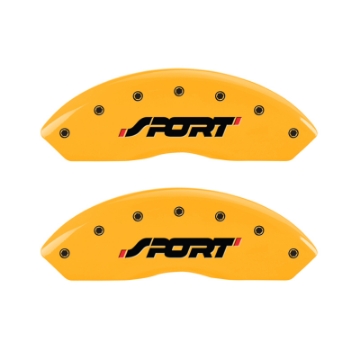 Picture of MGP 4 Caliper Covers Engraved Front & Rear SPORT Yellow finish black ch