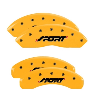 Picture of MGP 4 Caliper Covers Engraved Front & Rear SPORT Yellow finish black ch