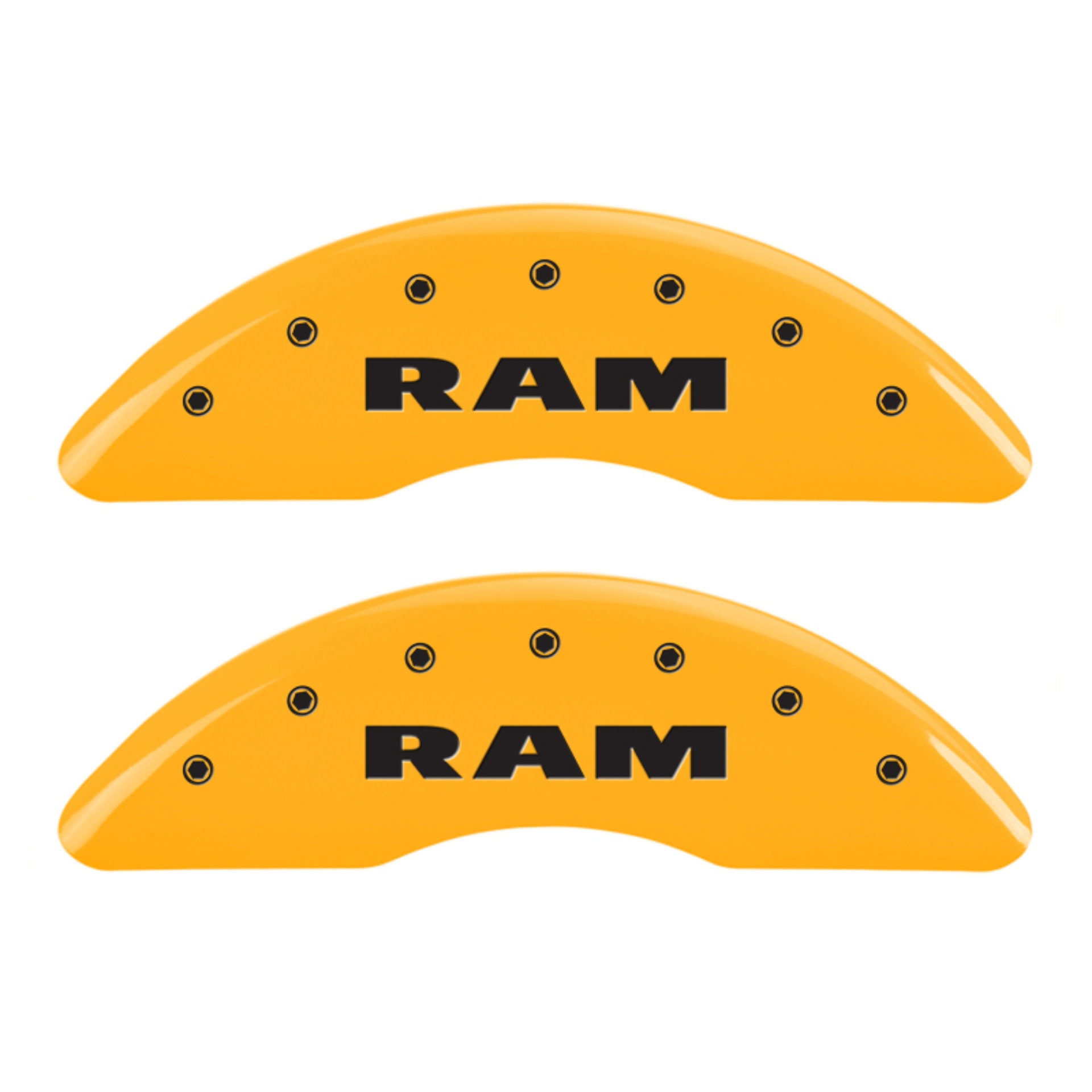 Picture of MGP 4 Caliper Covers Engraved Front RAM Engraved Rear RAMHEAD Yellow finish black ch