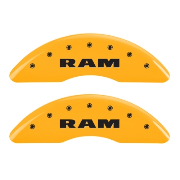 Picture of MGP 4 Caliper Covers Engraved Front RAM Engraved Rear RAMHEAD Yellow finish black ch