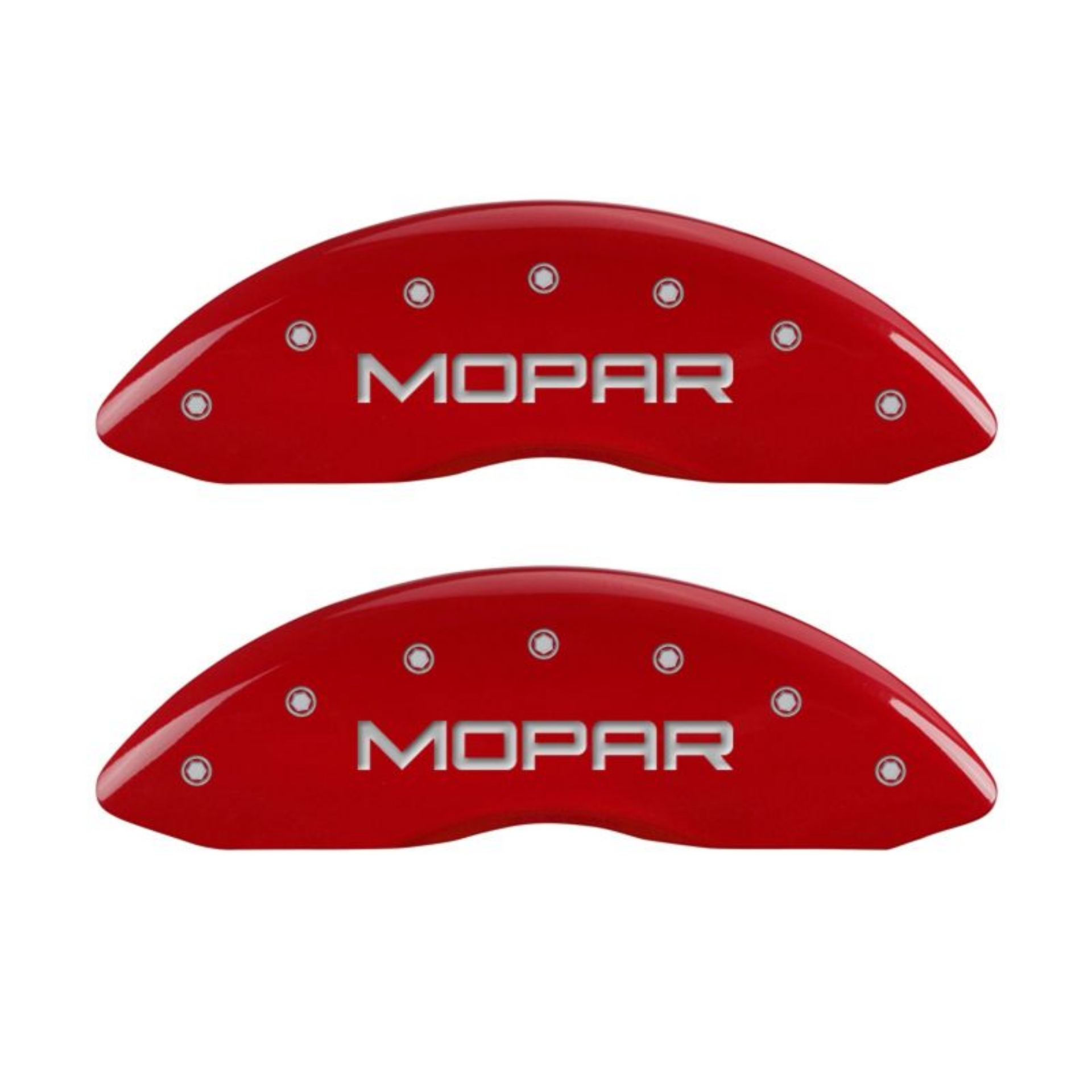 Picture of MGP 4 Caliper Covers Engraved Front & Rear MOPAR Red finish silver ch