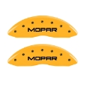 Picture of MGP 4 Caliper Covers Engraved Front & Rear MOPAR Yellow finish black ch
