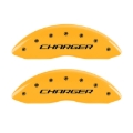 Picture of MGP 4 Caliper Covers Engraved Front Charger Engraved Rear RT Yellow finish black ch