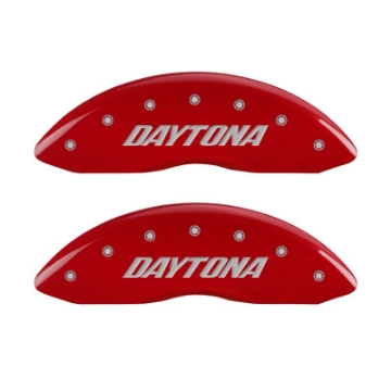 Picture of MGP 4 Caliper Covers Engraved Front & Rear Daytona Red finish silver ch