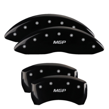Picture of MGP 4 Caliper Covers Engraved Front & Rear With stripes-Dodge Yellow finish black ch
