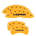 Picture of MGP 4 Caliper Covers Engraved Front & Rear MOPAR Yellow finish black ch