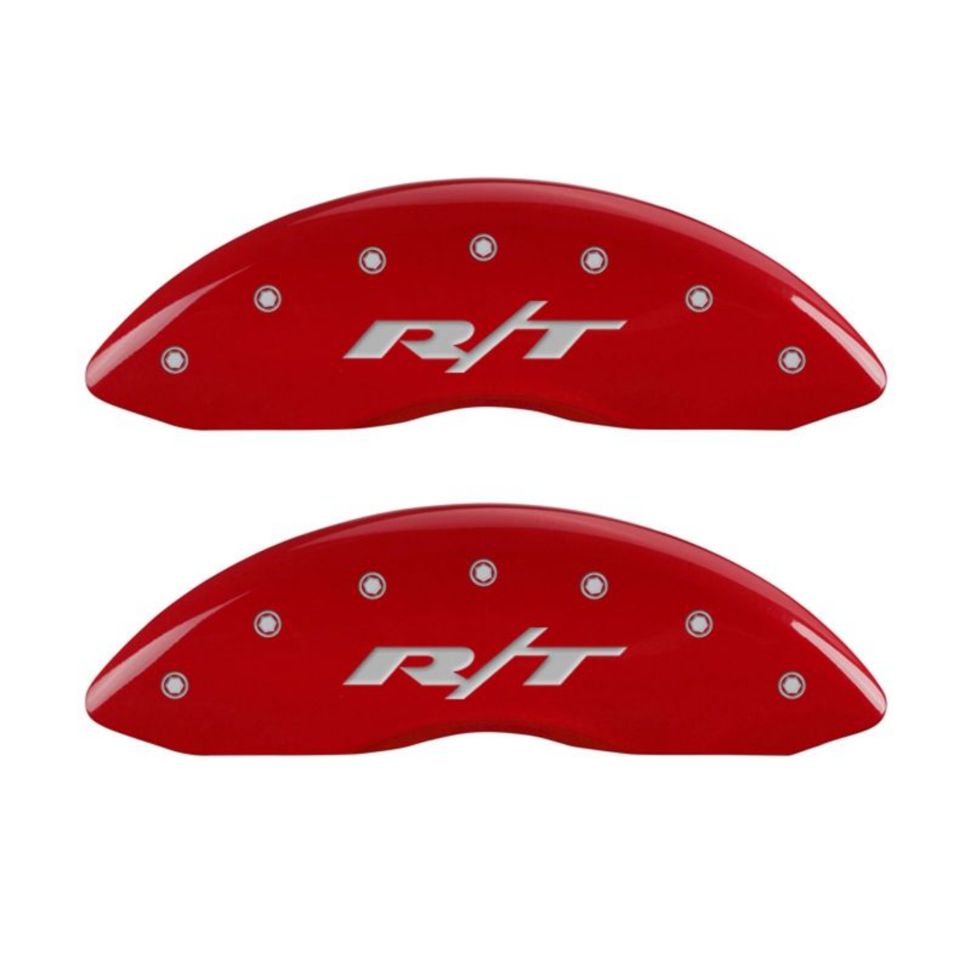 Picture of MGP 4 Caliper Covers Engraved Front & Rear RT1-Truck Red finish silver ch