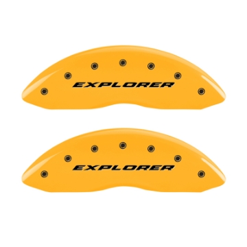 Picture of MGP 4 Caliper Covers Engraved Front & Rear Explorer Yellow finish black ch
