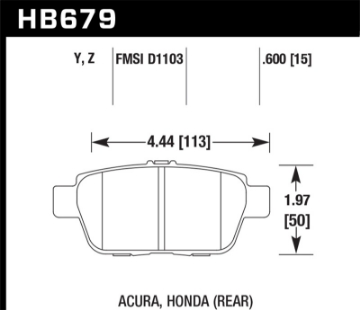 Picture of Hawk 09-14 Acura TL - 06-14 Honda Ridgeline 3-5L V6 LTS Rear Brake Pads