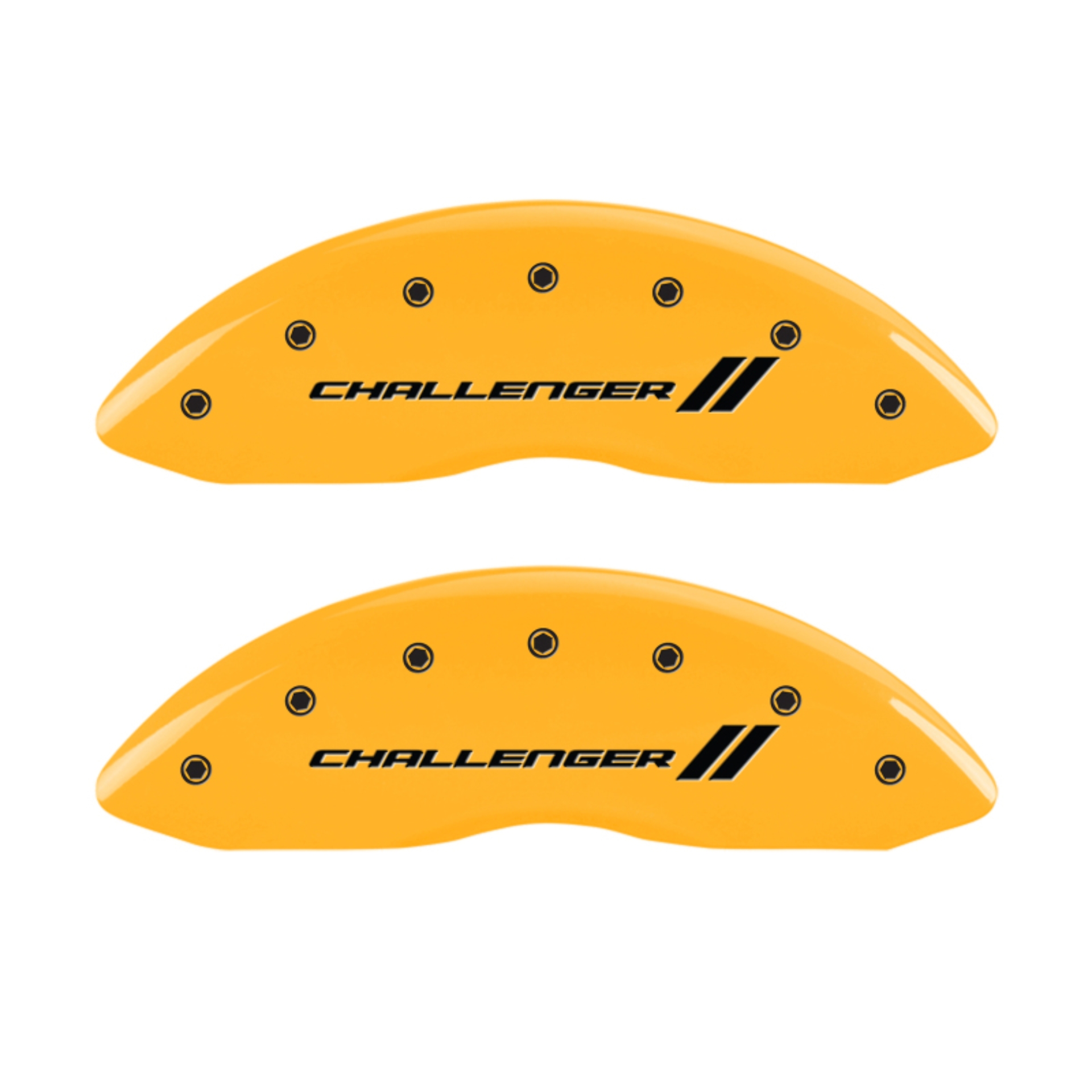 Picture of MGP 4 Caliper Covers Engraved Front & Rear With stripes-Challenger Yellow finish black ch