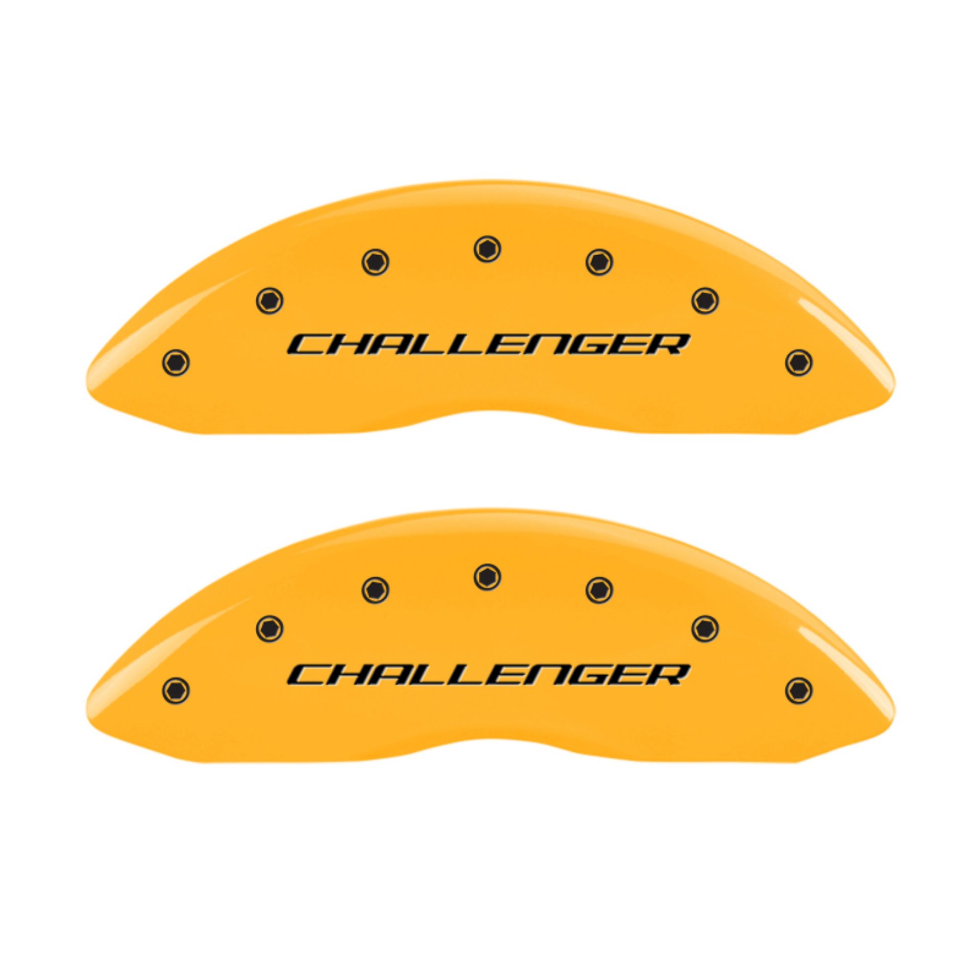 Picture of MGP 4 Caliper Covers Engraved Front & Rear Block-Challenger Yellow finish black ch