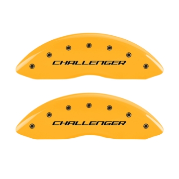 Picture of MGP 4 Caliper Covers Engraved Front & Rear Block-Challenger Yellow finish black ch