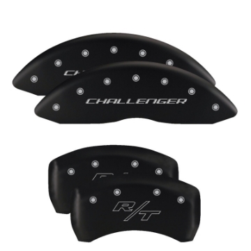 Picture of MGP 4 Caliper Covers Engraved Front Cursive-Challenger Engraved Rear RT Black finish silver ch
