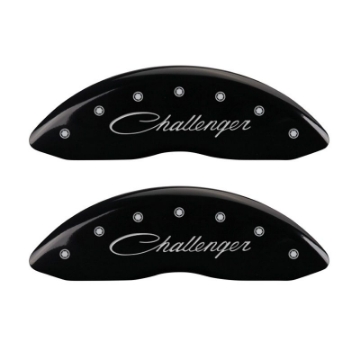 Picture of MGP 4 Caliper Covers Engraved Front & Rear Cursive-Challenger Black finish silver ch