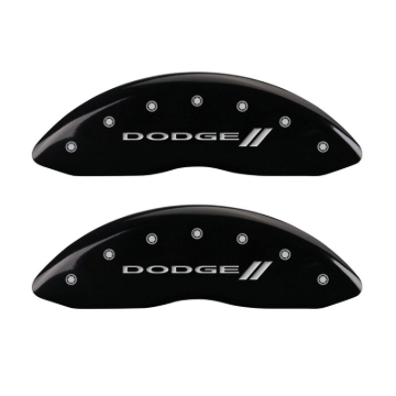 Picture of MGP 4 Caliper Covers Engraved Front & Rear With stripes-Dodge Black finish silver ch