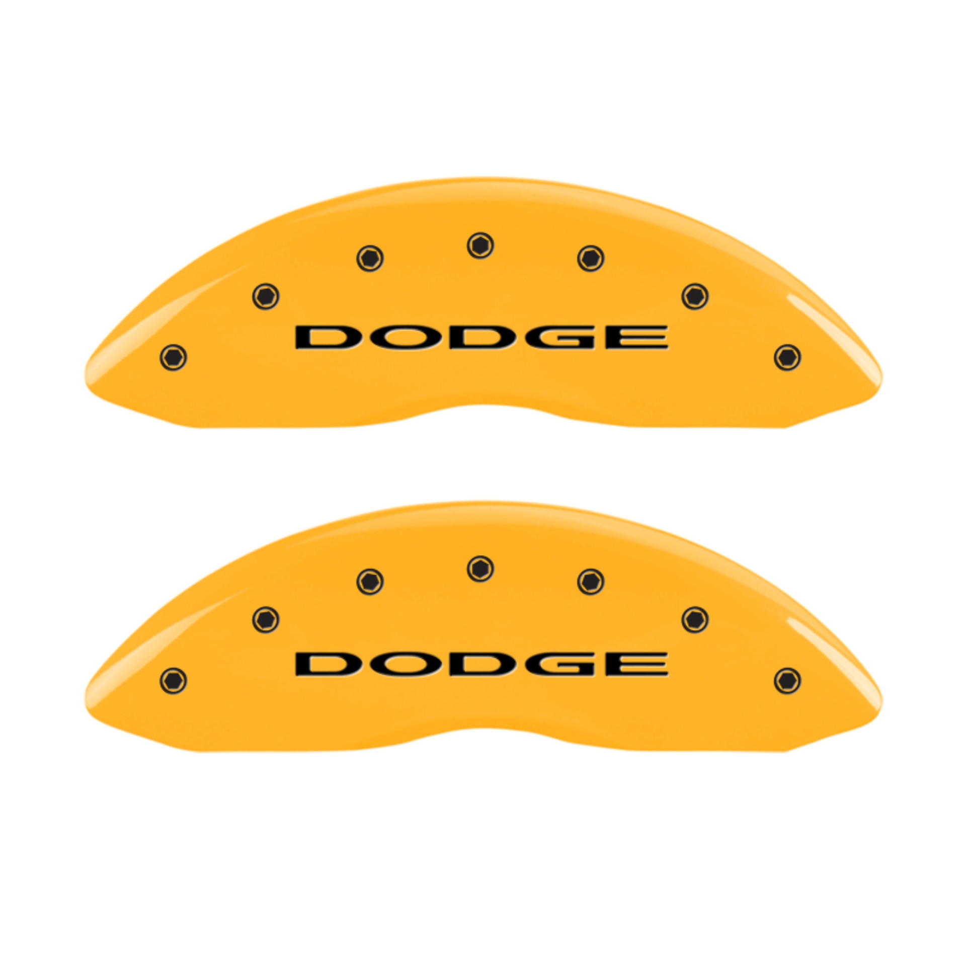 Picture of MGP 4 Caliper Covers Engraved Front & Rear With out stripes-Dodge Yellow finish black ch
