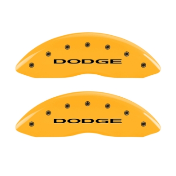 Picture of MGP 4 Caliper Covers Engraved Front & Rear With out stripes-Dodge Yellow finish black ch