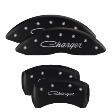 Picture of MGP 4 Caliper Covers Engraved Front & Rear MGP Black finish silver ch