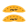 Picture of MGP 4 Caliper Covers Engraved Front & Rear RT1-Truck Yellow finish black ch