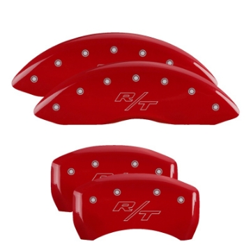 Picture of MGP 4 Caliper Covers Engraved Front & Rear Vintage Style-RT Red finish silver ch