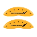 Picture of MGP 4 Caliper Covers Engraved Front & Rear With stripes-Charger Yellow finish black ch