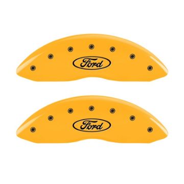 Picture of MGP Front set 2 Caliper Covers Engraved Front Oval logo-Ford Yellow finish black ch