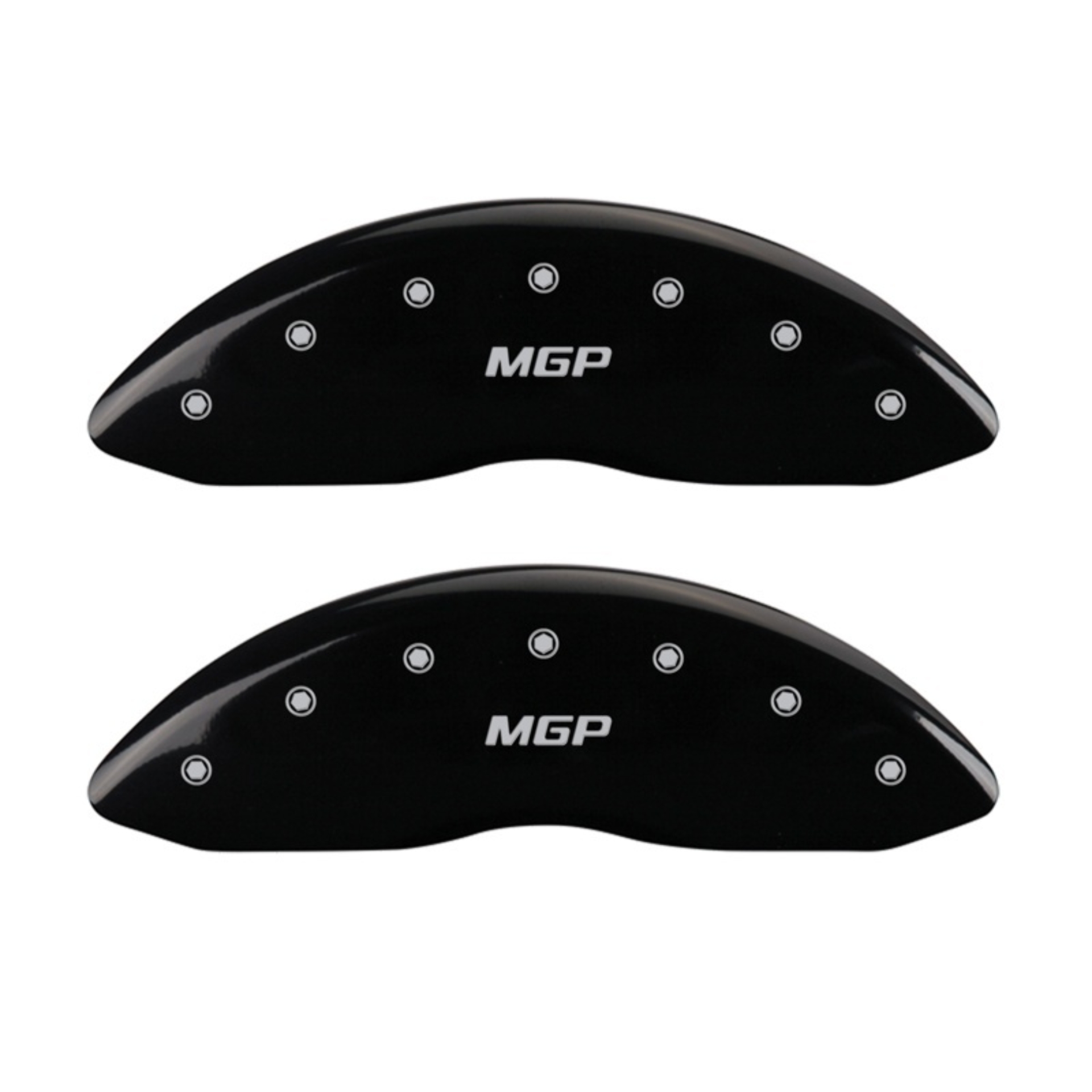 Picture of MGP Front set 2 Caliper Covers Engraved Front MGP Black finish silver ch