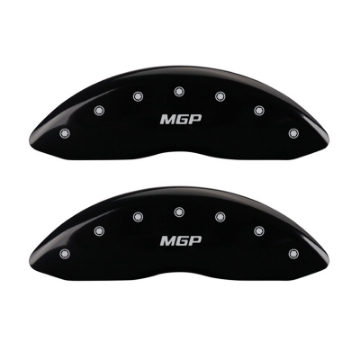 Picture of MGP Front set 2 Caliper Covers Engraved Front MGP Black finish silver ch