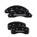 Picture of MGP Front set 2 Caliper Covers Engraved Front Bowtie Black finish silver ch