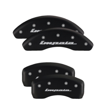 Picture of MGP Front set 2 Caliper Covers Engraved Front Bowtie Black finish silver ch