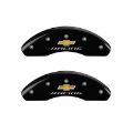 Picture of MGP Front set 2 Caliper Covers Engraved Front Chevy racing Black finish silver ch