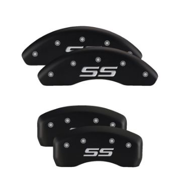 Picture of MGP Front set 2 Caliper Covers Engraved Front Sonic Black finish silver ch