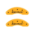 Picture of MGP Front set 2 Caliper Covers Engraved Front Sonic Yellow finish black ch