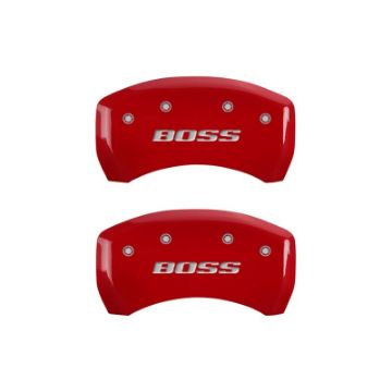 Picture of MGP Rear set 2 Caliper Covers Engraved Rear Boss Red finish silver ch