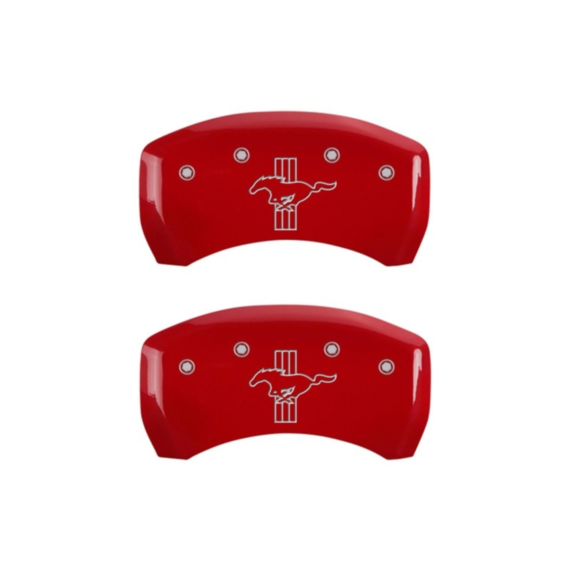 Picture of MGP Rear set 2 Caliper Covers Engraved Rear 2015-Bar & Pony Red finish silver ch