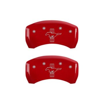 Picture of MGP Rear set 2 Caliper Covers Engraved Rear 2015-Bar & Pony Red finish silver ch