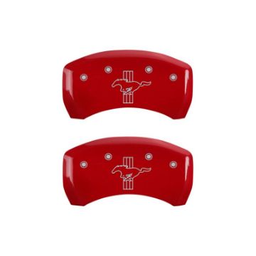 Picture of MGP Rear set 2 Caliper Covers Engraved Rear 2015-Bar & Pony Red finish silver ch