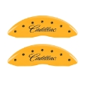 Picture of MGP 4 Caliper Covers Engraved Front & Rear Cursive-Cadillac Yellow finish black ch