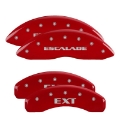 Picture of MGP 4 Caliper Covers Engraved Front Cursive-Cadillac Engraved Rear SRX Red finish silver ch
