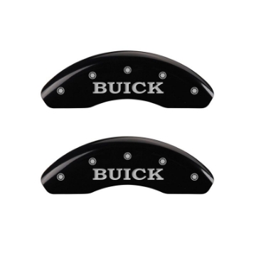 Picture of MGP 4 Caliper Covers Engraved Front Buick Engraved Rear Buick Shield Black finish silver ch