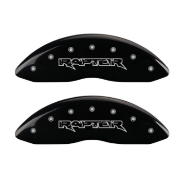 Picture of MGP 4 Caliper Covers Engraved Front & Rear Raptor Black finish silver ch