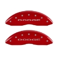 Picture of MGP 4 Caliper Covers Engraved Front & Rear With out stripes-Dodge Red finish silver ch
