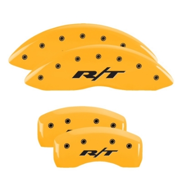 Picture of MGP 4 Caliper Covers Engraved Front & Rear RT Yellow finish black ch