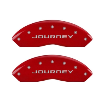 Picture of MGP 4 Caliper Covers Engraved Front & Rear With out stripes-Journey Red finish silver ch